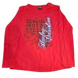 Women's Red Harley Davidson Long Sleeve T Shirt Size Large